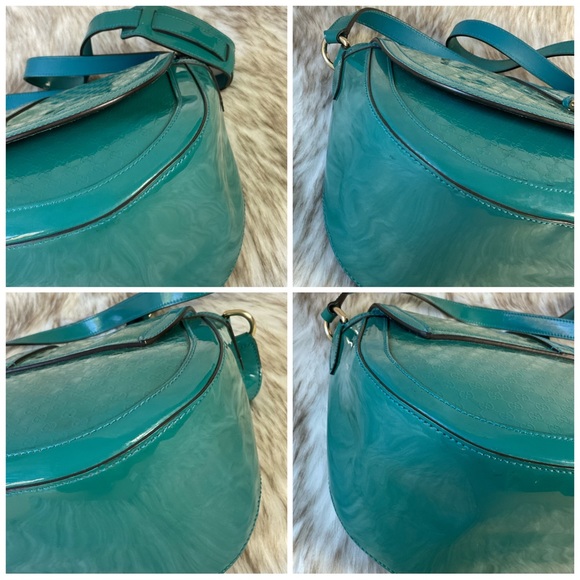 Gucci Teal Blue Microguccissima Patent Leather Crossbody Bag - Picture 6 of 15